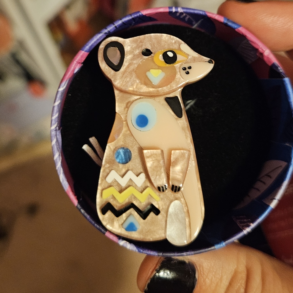 Pete Cromer x Erstwilder Masterful Meerkat mini brooch